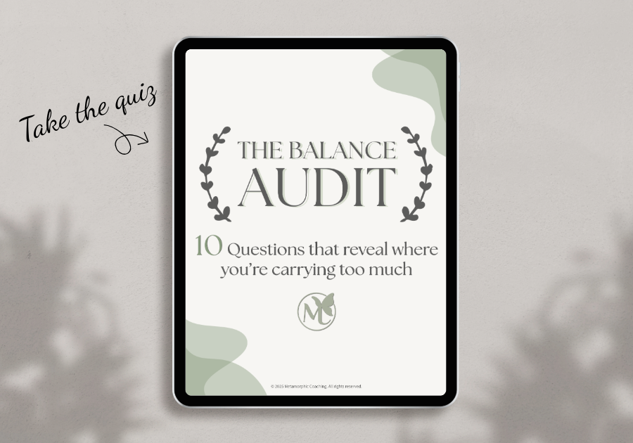 The Rhythm Audit Quiz – a free tool by Metamorphic Coaching that helps women identify burnout patterns and regain balance.